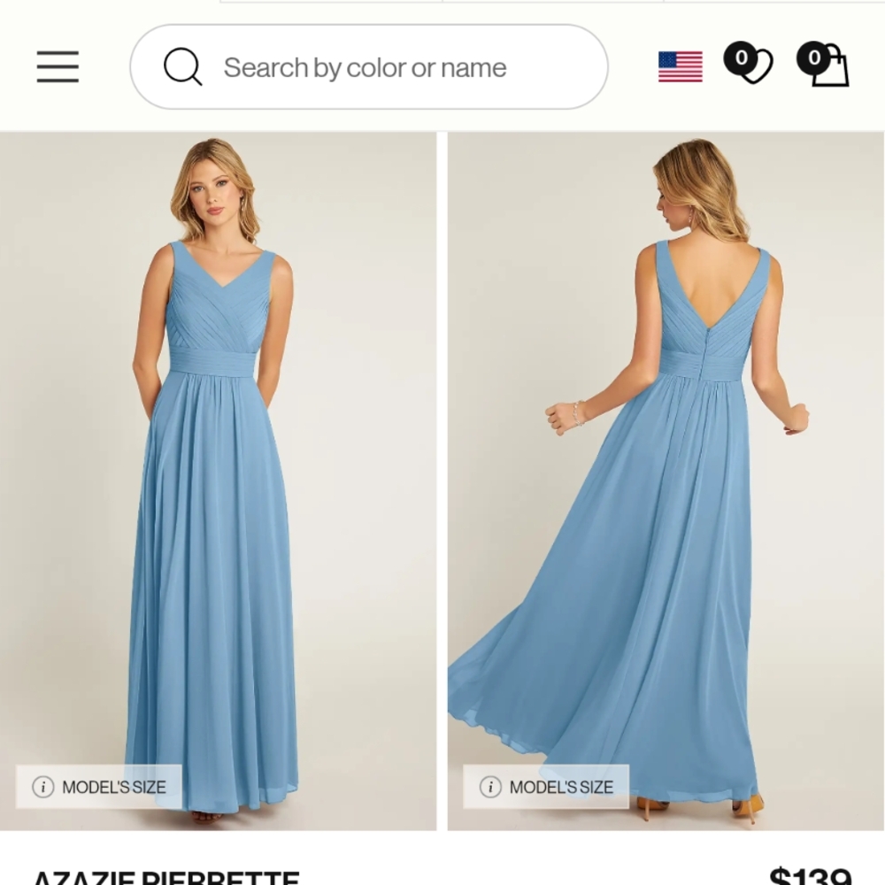 Azazie Pierrette Dress in Steel Blue
